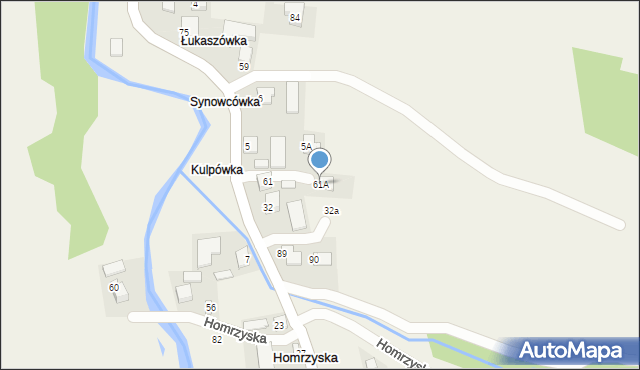 Homrzyska, Homrzyska, 61A, mapa Homrzyska