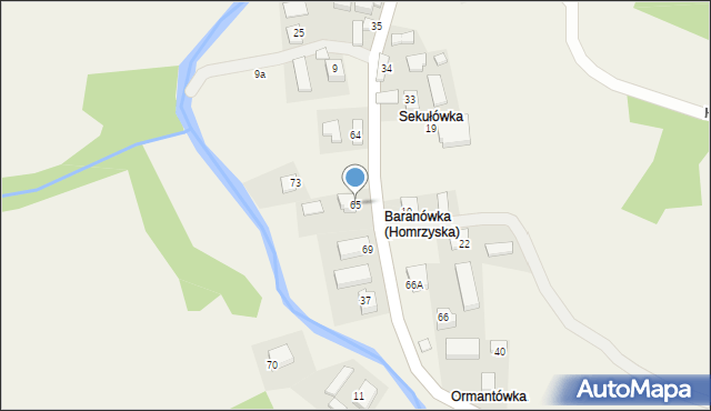 Homrzyska, Homrzyska, 65, mapa Homrzyska