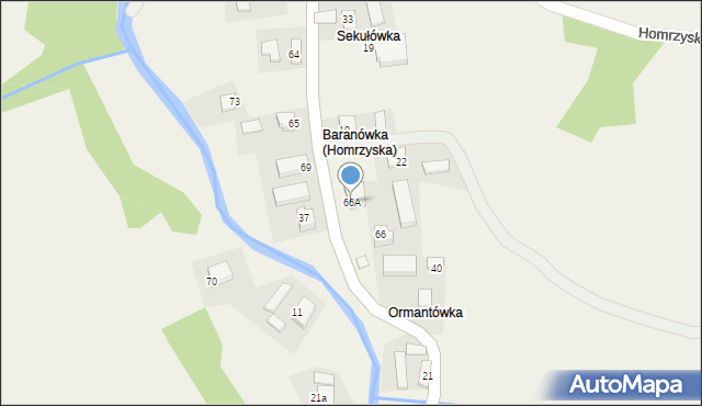 Homrzyska, Homrzyska, 66A, mapa Homrzyska