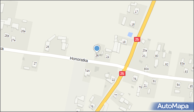 Honoratka, Honoratka, 25, mapa Honoratka