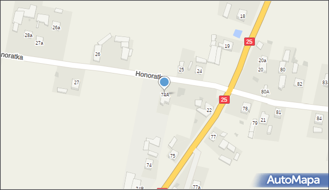 Honoratka, Honoratka, 74A, mapa Honoratka