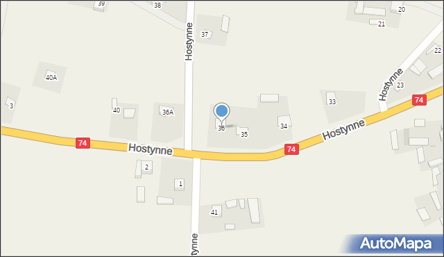 Hostynne, Hostynne, 36, mapa Hostynne