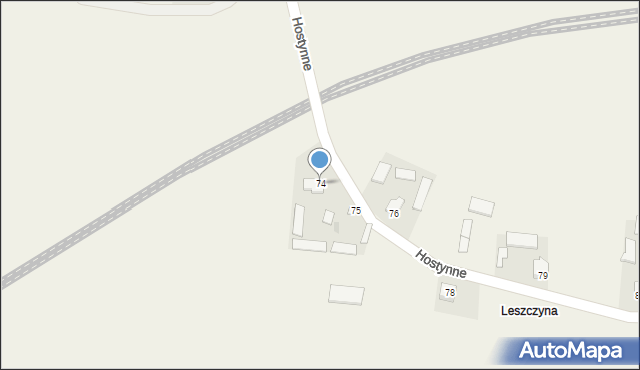 Hostynne, Hostynne, 74, mapa Hostynne