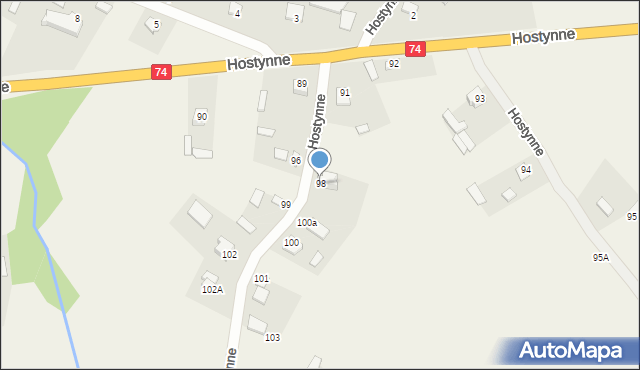 Hostynne, Hostynne, 98, mapa Hostynne
