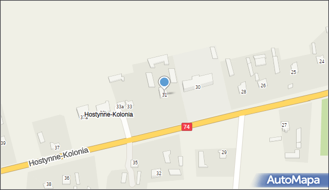 Hostynne-Kolonia, Hostynne-Kolonia, 31, mapa Hostynne-Kolonia