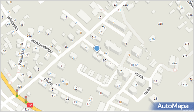 Kalisz, Hoża, 3, mapa Kalisza