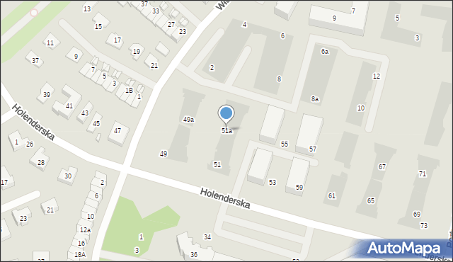 Koszalin, Holenderska, 51a, mapa Koszalina