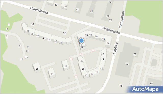 Koszalin, Holenderska, 54, mapa Koszalina