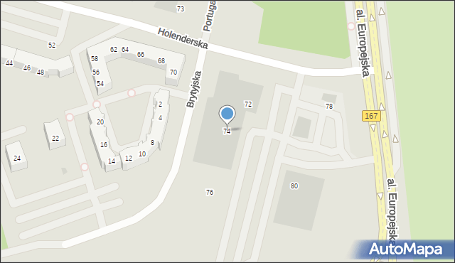 Koszalin, Holenderska, 74, mapa Koszalina