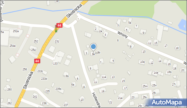 Kraków, Hollendra Tadeusza, 3a, mapa Krakowa