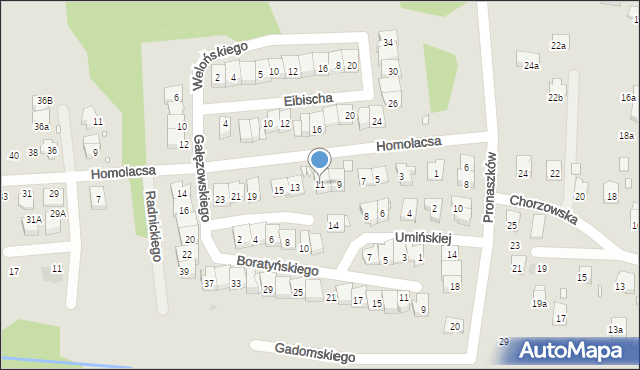 Kraków, Homolacsa Karola, 11, mapa Krakowa