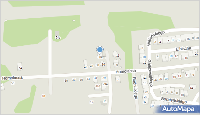 Kraków, Homolacsa Karola, 36a, mapa Krakowa