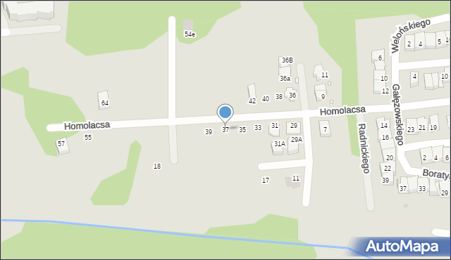 Kraków, Homolacsa Karola, 37, mapa Krakowa