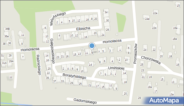 Kraków, Homolacsa Karola, 9, mapa Krakowa