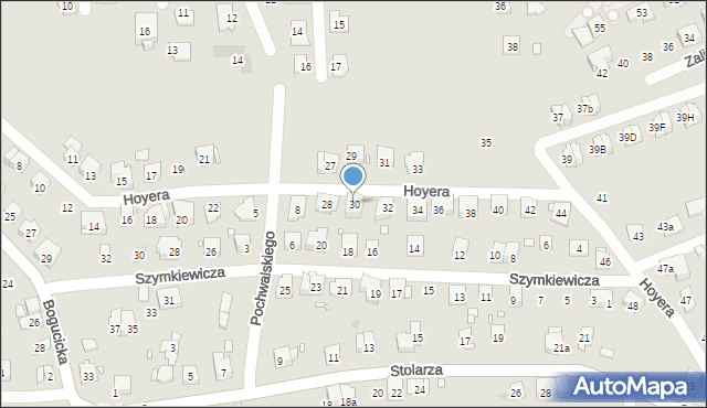 Kraków, Hoyera Henryka, 30, mapa Krakowa