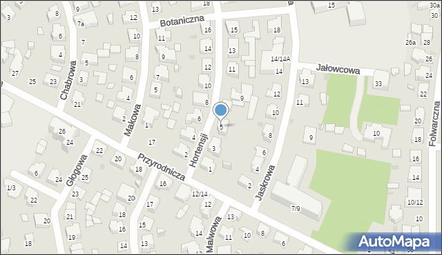 Łódź, Hortensji, 5, mapa Łodzi