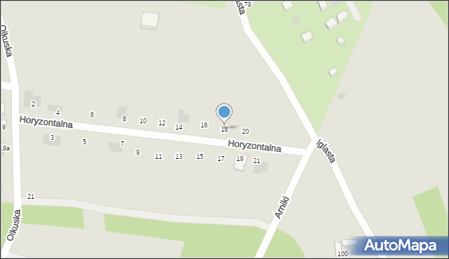 Łódź, Horyzontalna, 18, mapa Łodzi