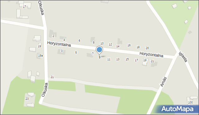 Łódź, Horyzontalna, 9, mapa Łodzi