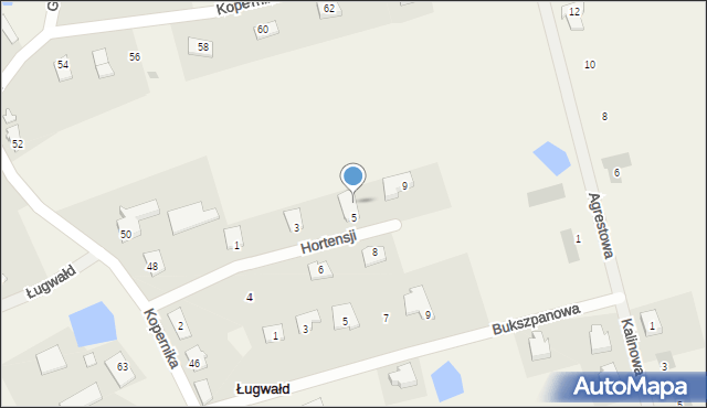 Ługwałd, Hortensji, 7, mapa Ługwałd