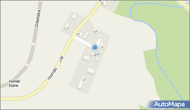 Nowa Karczma, Horniki Dolne, 14, mapa Nowa Karczma
