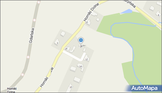Nowa Karczma, Horniki Dolne, 18, mapa Nowa Karczma
