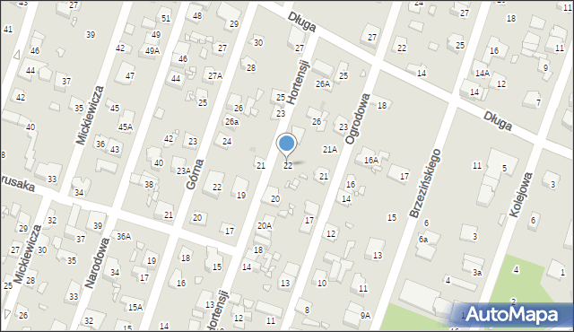 Pruszków, Hortensji, 22, mapa Pruszków