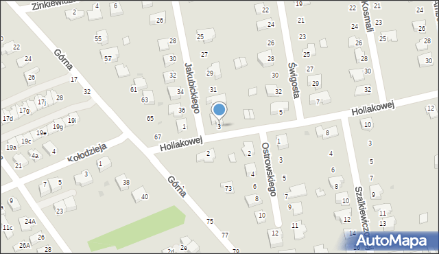 Puławy, Hollakowej Jadwigi, 3, mapa Puław