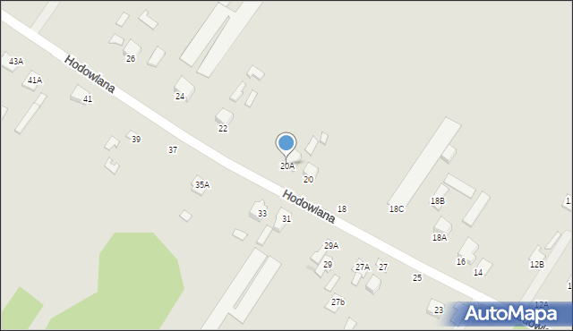 Radom, Hodowlana, 20A, mapa Radomia