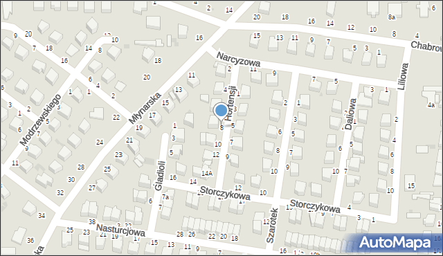 Skierniewice, Hortensji, 8, mapa Skierniewic