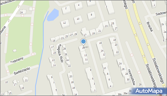 Szczecin, Horeszków, 15, mapa Szczecina