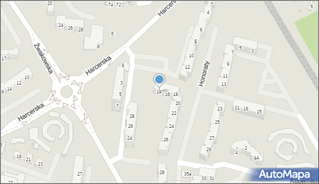 Tychy, Honoraty, 14, mapa Tychów