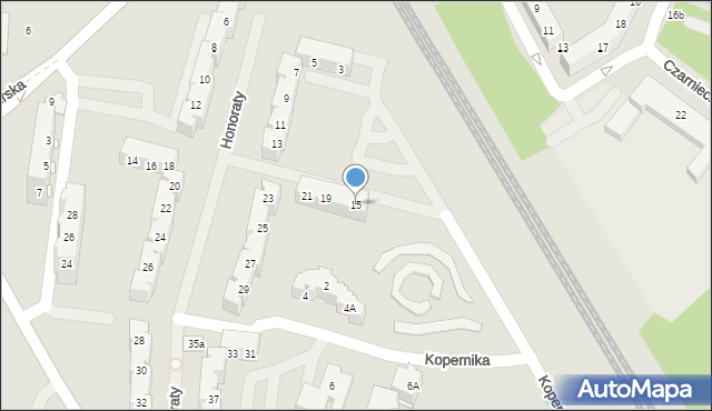 Tychy, Honoraty, 15, mapa Tychów