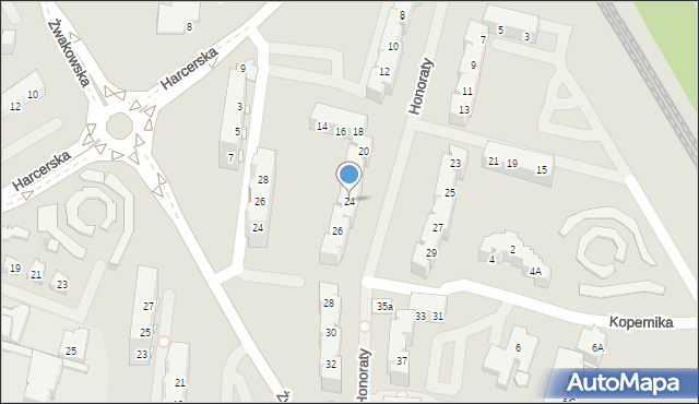 Tychy, Honoraty, 24, mapa Tychów