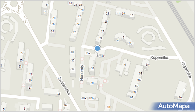 Tychy, Honoraty, 33, mapa Tychów