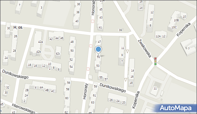 Tychy, Honoraty, 51, mapa Tychów