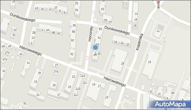 Tychy, Honoraty, 65, mapa Tychów