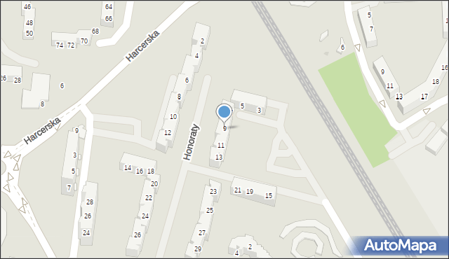 Tychy, Honoraty, 9, mapa Tychów