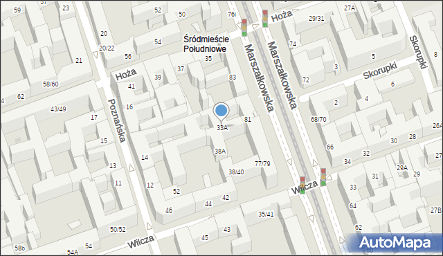 Warszawa, Hoża, 33A, mapa Warszawy