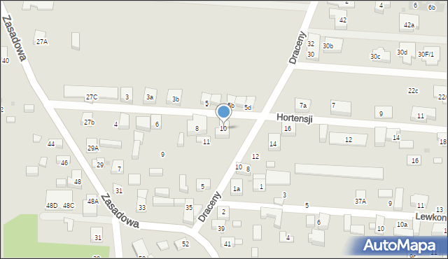 Warszawa, Hortensji, 10, mapa Warszawy