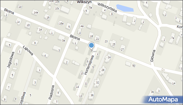 Wilkszyn, Hortensjowa, 4, mapa Wilkszyn