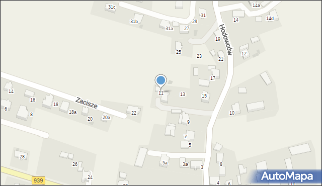 Wisła Wielka, Hodowców, 11, mapa Wisła Wielka