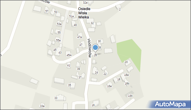 Wisła Wielka, Hodowców, 26, mapa Wisła Wielka
