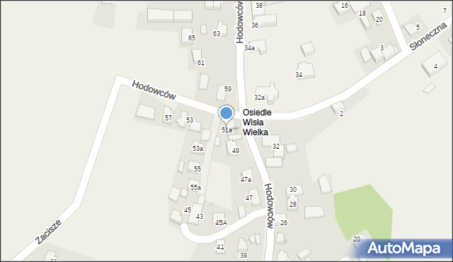 Wisła Wielka, Hodowców, 51a, mapa Wisła Wielka