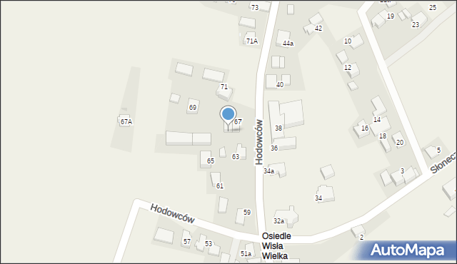 Wisła Wielka, Hodowców, 69B, mapa Wisła Wielka