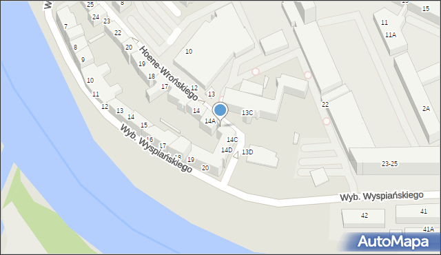 Wrocław, Hoene-Wrońskiego Józefa Marii, 14B, mapa Wrocławia