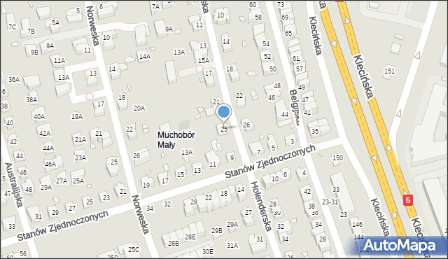 Wrocław, Holenderska, 25, mapa Wrocławia