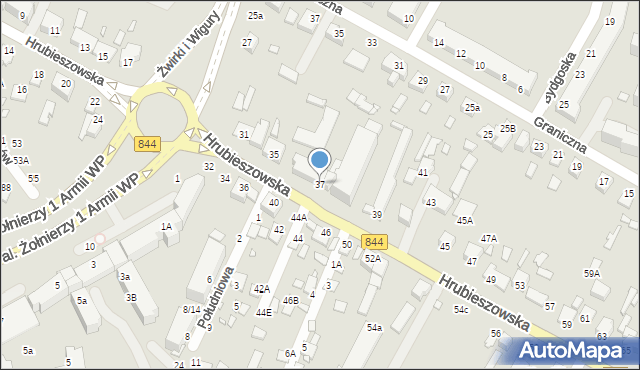Chełm, Hrubieszowska, 37, mapa Chełma