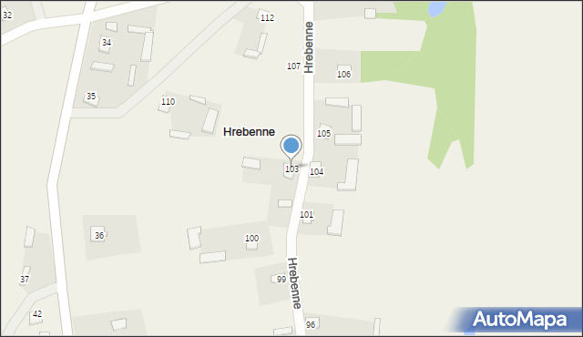 Hrebenne, Hrebenne, 103, mapa Hrebenne