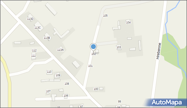 Hrebenne, Hrebenne, 102, mapa Hrebenne