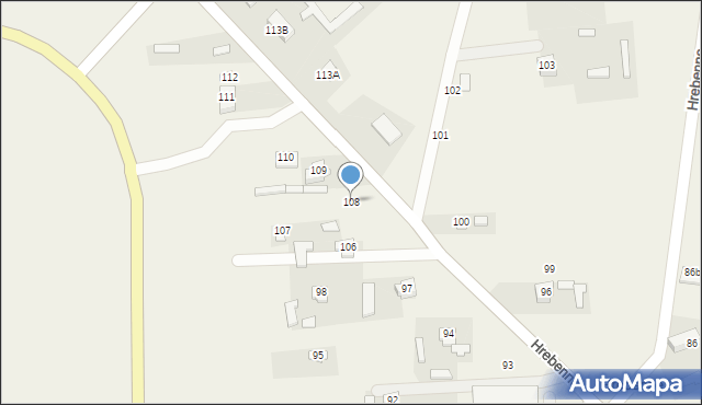 Hrebenne, Hrebenne, 108, mapa Hrebenne